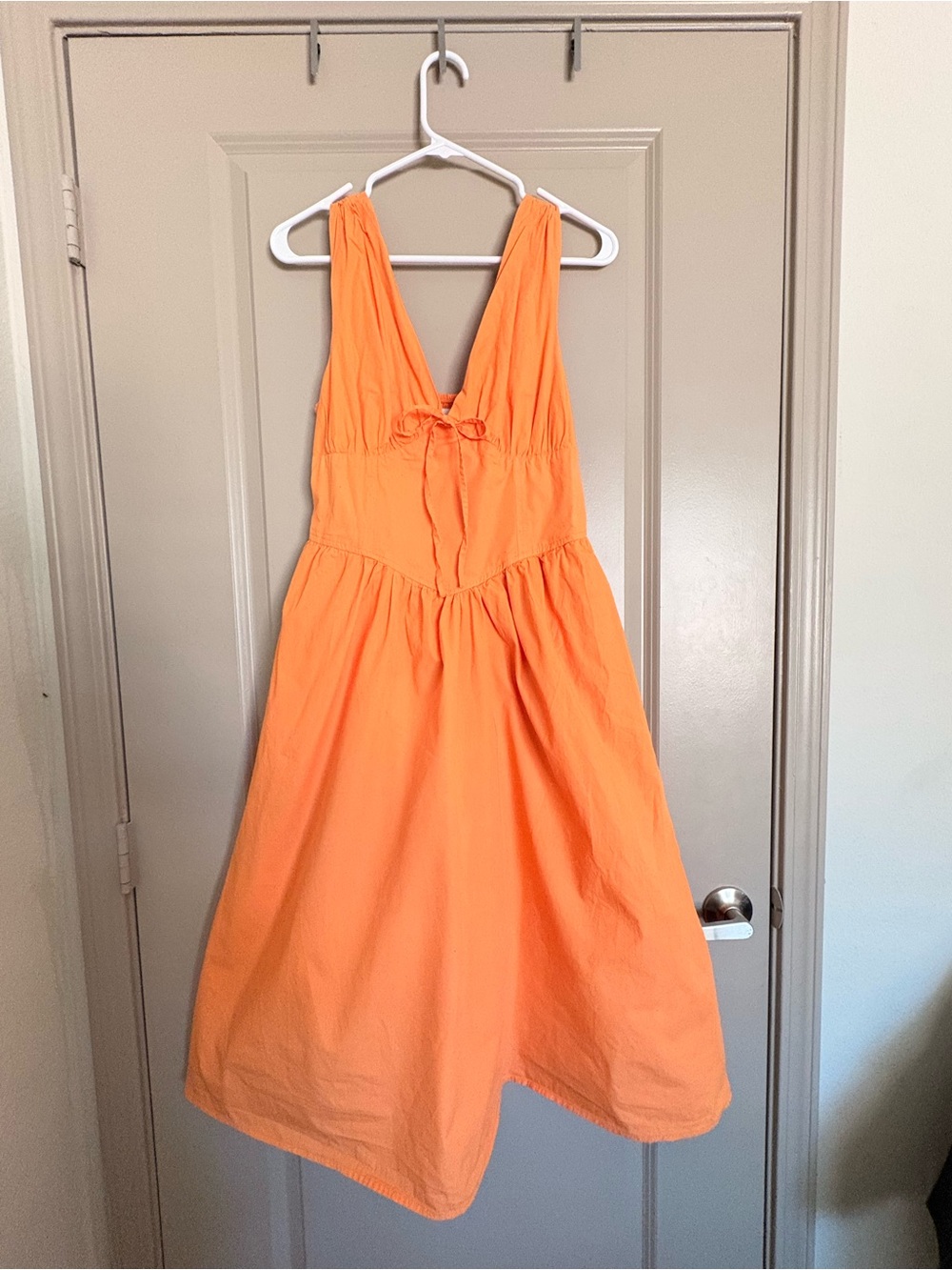 Women's Orange V-Neck Summer Dress